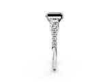 White gold Three-Stone Fancy Black Emerald Cut Diamond Pavé Band with Four-Prong Setting_2