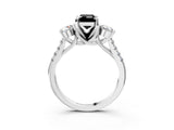 White gold Three-Stone Fancy Black Emerald Cut Diamond Pavé Band with Four-Prong Setting_3