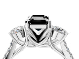 White gold Three-Stone Fancy Black Emerald Cut Diamond Pavé Band with Four-Prong Setting_4