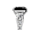 White gold Three-Stone Fancy Black Emerald Cut Diamond Pavé Band with Four-Prong Setting_5