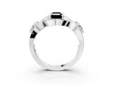 White gold Three-Stone Fancy Black Emerald Cut Diamond Wave Pave Band with Prong Setting_33
