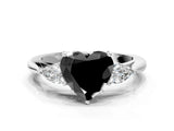 White gold Three-Stone Fancy Black Heart Cut Brilliant Diamond Solitaire Ring with Tapered Band and Four-Prong Setting_19
