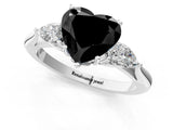 White gold Three-Stone Fancy Black Heart Cut Brilliant Diamond Solitaire Ring with Tapered Band and Four-Prong Setting_20