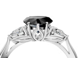 White gold Three-Stone Fancy Black Heart Cut Brilliant Diamond Solitaire Ring with Tapered Band and Four-Prong Setting_30