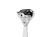 White gold Three-Stone Fancy Black Heart Cut Brilliant Diamond Solitaire Ring with Tapered Band and Four-Prong Setting_31