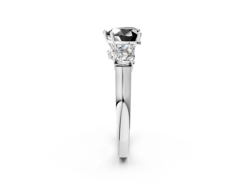 White gold Three-Stone Fancy Black Heart Cut Brilliant Diamond Trellis Ring with Comfort Fit Band_14