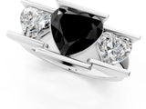 White gold Three Stone Fancy Black Heart Cut Cut Channel Set Diamond Ring_1