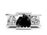 White gold Three Stone Fancy Black Heart Cut Cut Channel Set Diamond Ring_24