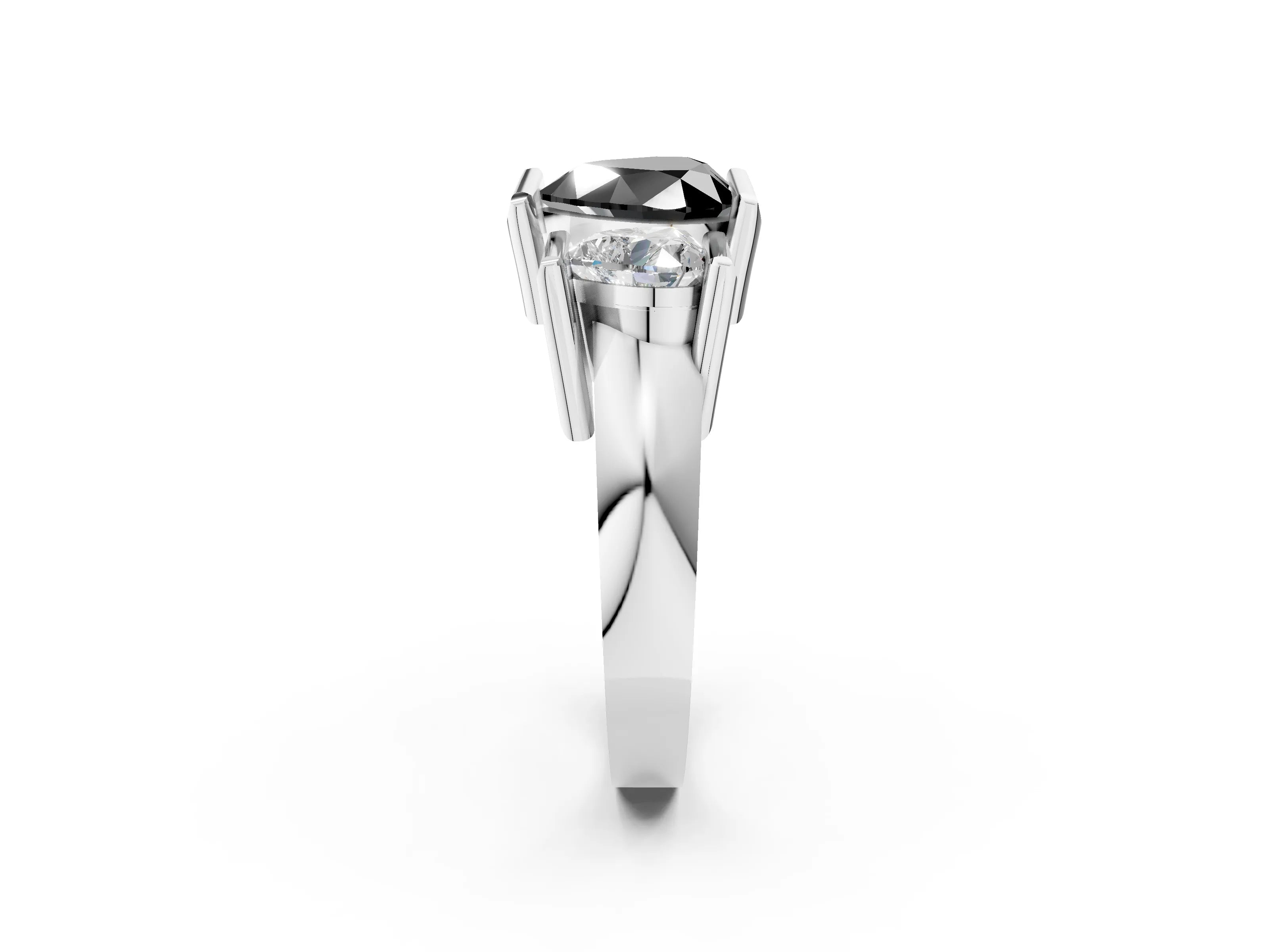 White gold Three Stone Fancy Black Heart Cut Cut Channel Set Diamond Ring_26