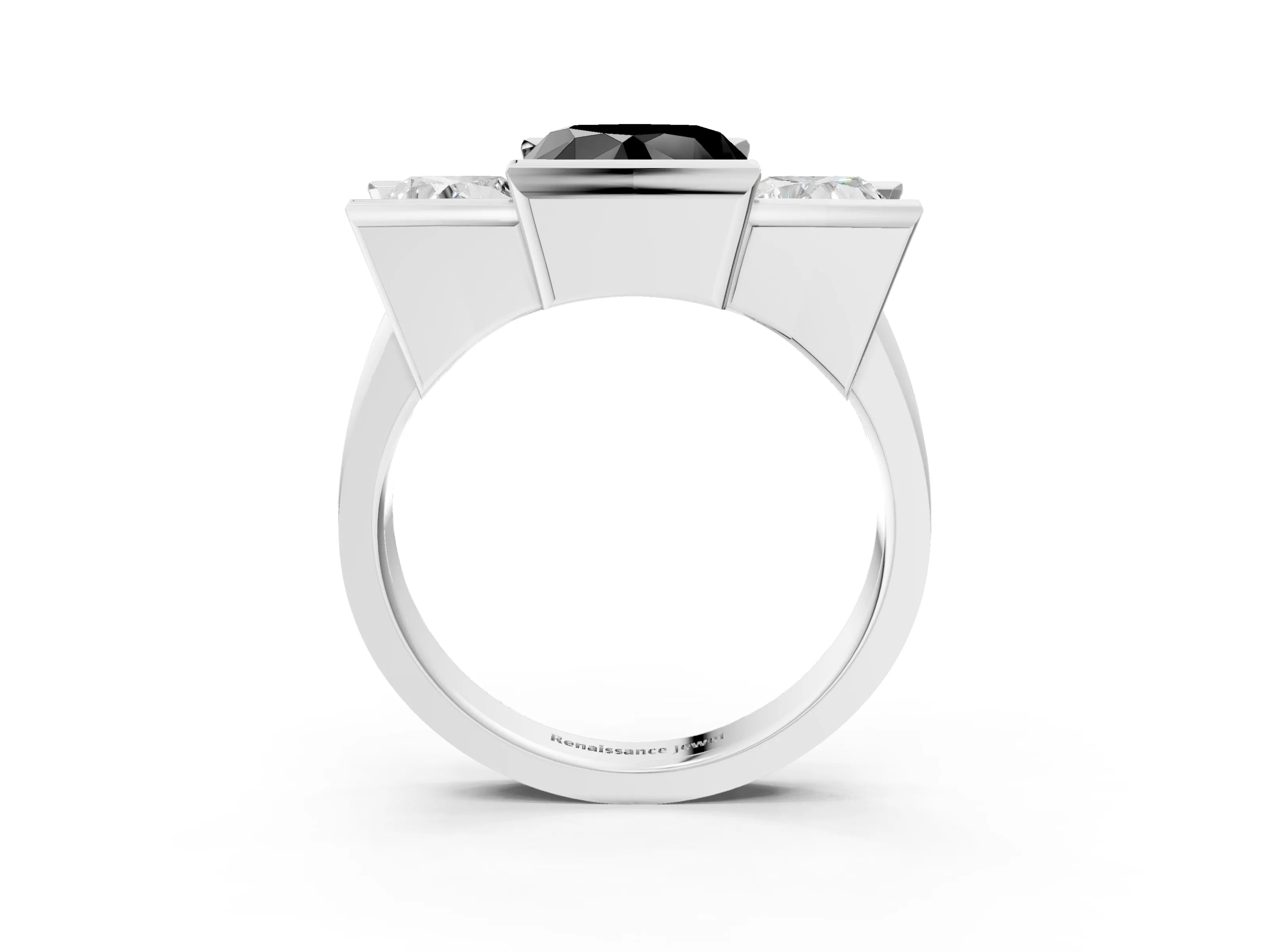 White gold Three Stone Fancy Black Heart Cut Cut Channel Set Diamond Ring_27