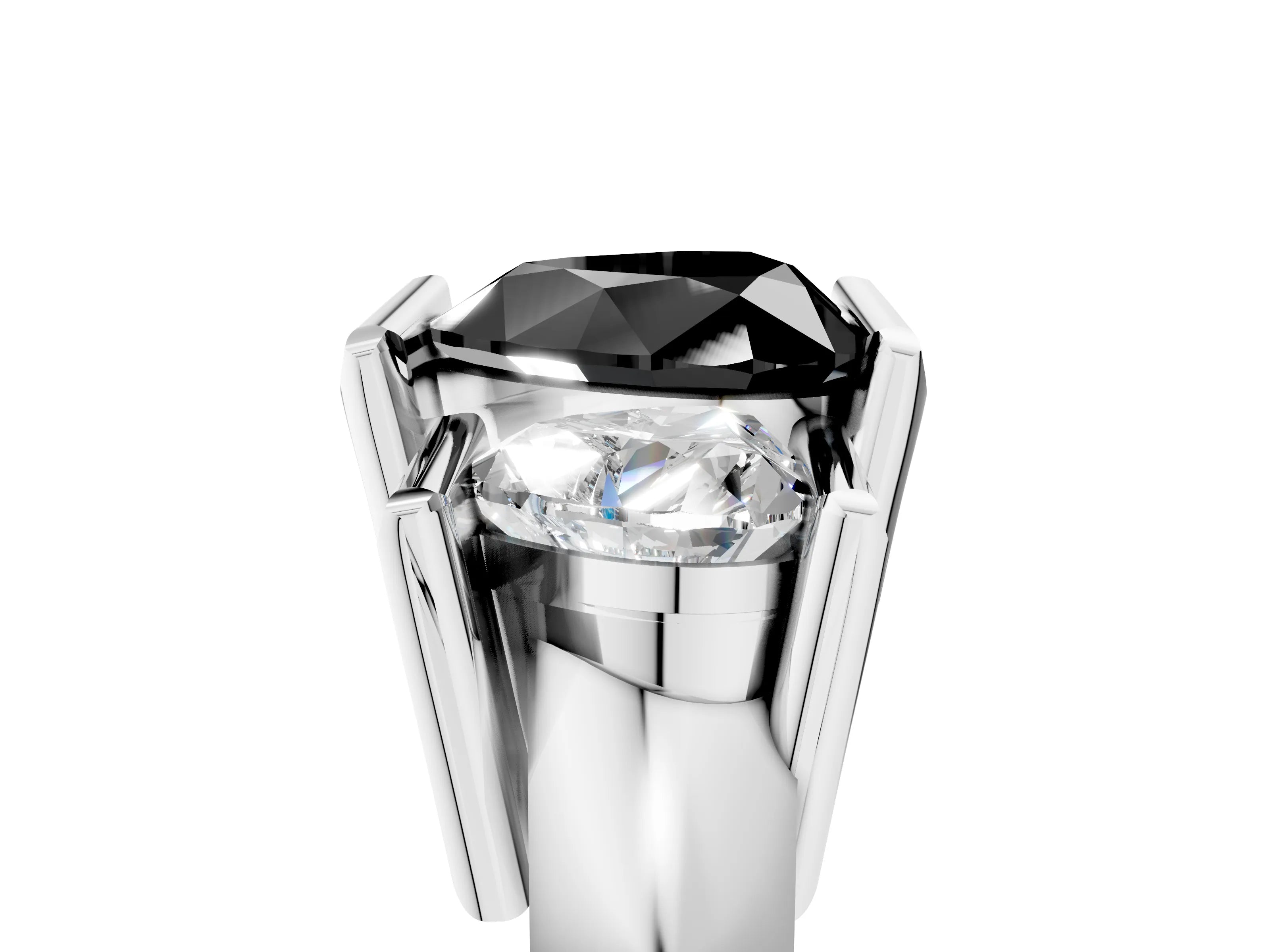 White gold Three Stone Fancy Black Heart Cut Cut Channel Set Diamond Ring_29