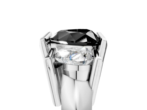 White gold Three Stone Fancy Black Heart Cut Cut Channel Set Diamond Ring_5