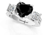 White gold Three-Stone Fancy Black Heart Cut Cut Classic Band Prong Setting Ring_1