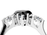 White gold Three-Stone Fancy Black Heart Cut Cut Classic Band Prong Setting Ring_4