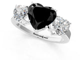 White gold Three-Stone Fancy Black Heart Cut Cut Diamond Engagement Ring with Flat Band and Four-Prong Setting_13