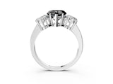 White gold Three-Stone Fancy Black Heart Cut Cut Diamond Engagement Ring with Flat Band and Four-Prong Setting_15