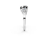 White gold Three-Stone Fancy Black Heart Cut Cut Diamond Engagement Ring with Flat Band and Four-Prong Setting_16
