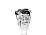 White gold Three-Stone Fancy Black Heart Cut Cut Diamond Engagement Ring with Flat Band and Four-Prong Setting_17