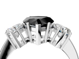 White gold Three-Stone Fancy Black Heart Cut Cut Diamond Engagement Ring with Flat Band and Four-Prong Setting_18