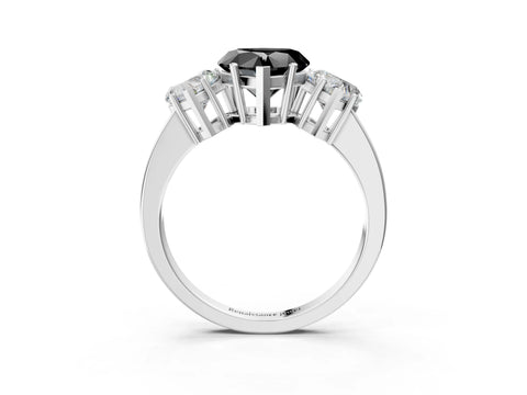 White gold Three-Stone Fancy Black Heart Cut Cut Diamond Engagement Ring with Flat Band and Four-Prong Setting_21