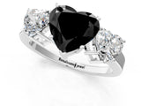 White gold Three-Stone Fancy Black Heart Cut Cut Diamond Engagement Ring with Flat Band and Four-Prong Setting_24