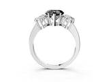 White gold Three-Stone Fancy Black Heart Cut Cut Diamond Engagement Ring with Flat Band and Four-Prong Setting_26