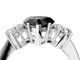 White gold Three-Stone Fancy Black Heart Cut Cut Diamond Engagement Ring with Flat Band and Four-Prong Setting_27