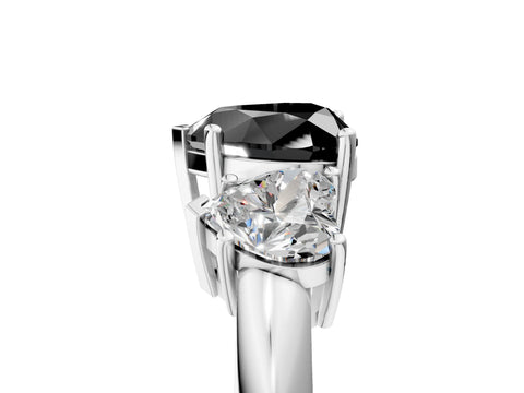 White gold Three-Stone Fancy Black Heart Cut Cut Diamond Engagement Ring with Prong Setting on a White Gold Band_5