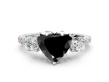 White gold Three-Stone Fancy Black Heart Cut Cut Diamond Pavé Band with Prong Setting_27