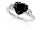 White gold Three-Stone Fancy Black Heart Cut Cut Diamond Pavé Band with Prong Setting_28