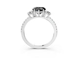 White gold Three-Stone Fancy Black Heart Cut Cut Diamond Pavé Band with Prong Setting_30