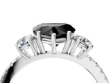 White gold Three-Stone Fancy Black Heart Cut Cut Diamond Pavé Band with Prong Setting_31