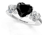 White gold Three-Stone Fancy Black Heart Cut Cut Diamond Ring with Channel Set Band and Four-Prong Setting_13