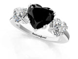 White gold Three-Stone Fancy Black Heart Cut Cut Diamond Ring with Channel Set Band and Four-Prong Setting_13