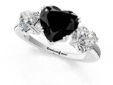White gold Three-Stone Fancy Black Heart Cut Cut Diamond Ring with Channel Set Band and Four-Prong Setting_13
