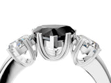White gold Three-Stone Fancy Black Heart Cut Cut Diamond Ring with Channel Set Band and Four-Prong Setting_16