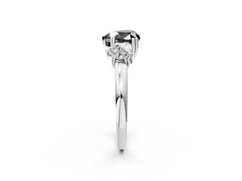 White gold Three-Stone Fancy Black Heart Cut Cut Diamond Ring with Channel Set Band and Four-Prong Setting_2