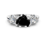 White gold Three-Stone Fancy Black Heart Cut Cut Diamond Ring with Channel Set Band and Four-Prong Setting_36