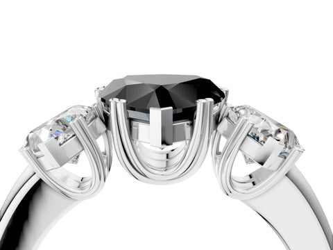 White gold Three-Stone Fancy Black Heart Cut Cut Diamond Ring with Channel Set Band and Four-Prong Setting_4