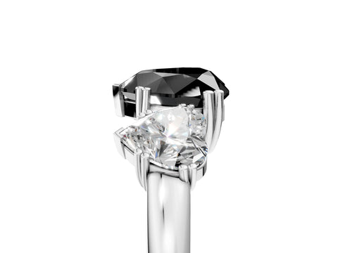 White gold Three-Stone Fancy Black Heart Cut Cut Diamond Ring with Channel Set Band and Four-Prong Setting_5