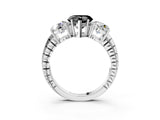 White gold Three-Stone Fancy Black Heart Cut Cut Diamond Ring with Channel-Set Band and Prong Setting_3