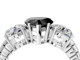 White gold Three-Stone Fancy Black Heart Cut Cut Diamond Ring with Channel-Set Band and Prong Setting_4
