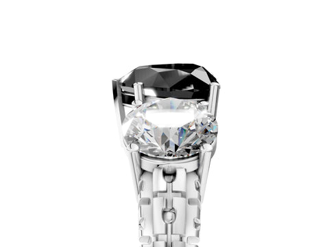 White gold Three-Stone Fancy Black Heart Cut Cut Diamond Ring with Channel-Set Band and Prong Setting_5