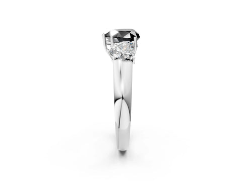 White gold Three-Stone Fancy Black Heart Cut Cut Diamond Ring with Prong Setting and Classic Band_2