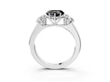 White gold Three-Stone Fancy Black Heart Cut Cut Diamond Ring with Prong Setting and Classic Band_3
