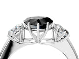 White gold Three-Stone Fancy Black Heart Cut Cut Diamond Ring with Prong Setting and Classic Band_4