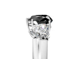 White gold Three-Stone Fancy Black Heart Cut Cut Diamond Ring with Prong Setting and Classic Band_5