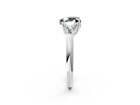 White gold Three-Stone Fancy Black Heart Cut Cut Diamond Ring with Trillion Side Stones and Four-Prong Setting_13