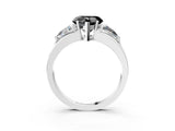 White gold Three-Stone Fancy Black Heart Cut Cut Diamond Ring with Trillion Side Stones on a Split Shank Band_3