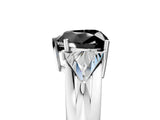 White gold Three-Stone Fancy Black Heart Cut Cut Diamond Ring with Trillion Side Stones on a Split Shank Band_5